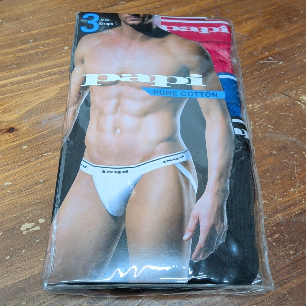 Papi Pure Cotton Men's Jockstraps - Black, White, Red (3 Pack)